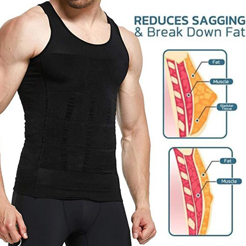 Men Compression Shirts Sleeveless Body Shaper Base Layer Slimming Tank Top Vest