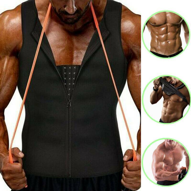 Men Neoprene Sauna Thermo Sweat Body Shaper Waist Trainer Fat Burner Vest Corset