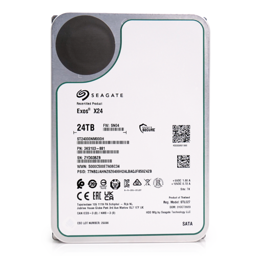 Seagate Exos X24 24TB 7.2K RPM SATA 6Gb/s 3.5in Enterprise HDD - ST24000NM000H