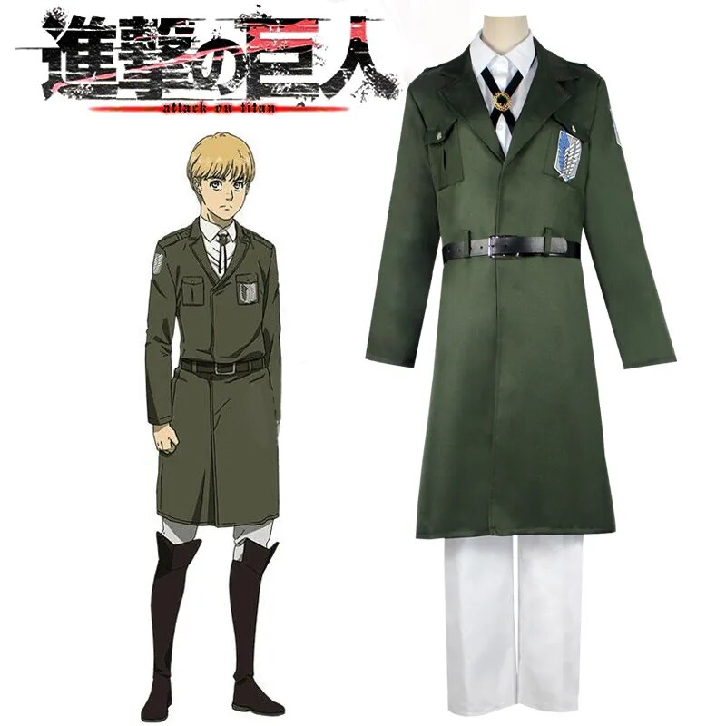 Anime Attack on Titan Survey Corps Cosplay Costumes Erwin Smith Cosplay Green Sc