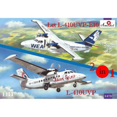 Amodel 1473 model airplane kit 1:144 Let L-410UVP-E10 & L-410UVP 2 kits box