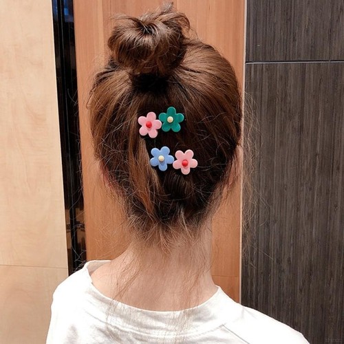 2x Korean Kids Girls Candy Color Mini Flower Duckbill Hair Clip