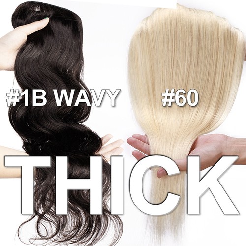 Thick 100% Real Remy Human Hair Extensions Clip In One Piece Half Head 8''-24''
