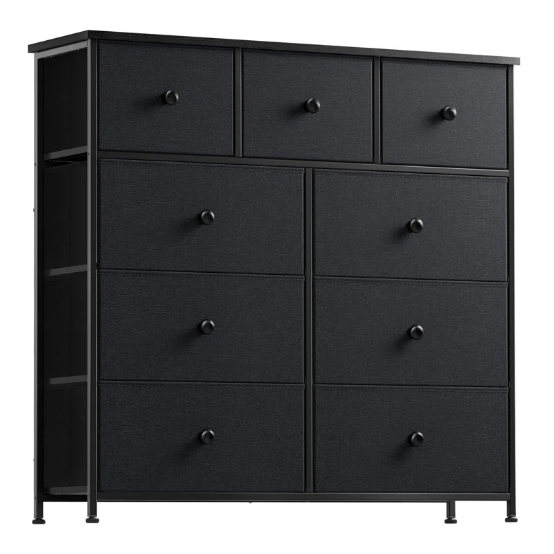 Ojaswi 9 Dresser Chest of Drawers Wide 39'' Easy-Pull Fabric & Wood with Top
