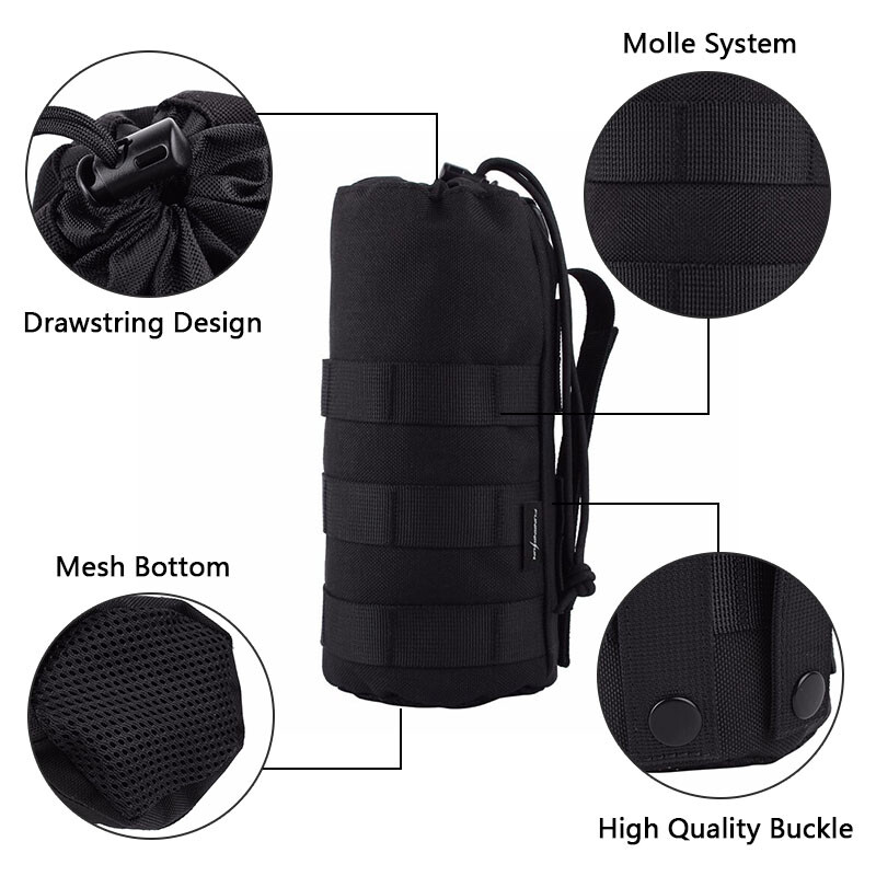 1000D Tactical Molle Water Bottle Pouch Bag Kettle Holder Carrier Camping Hiking