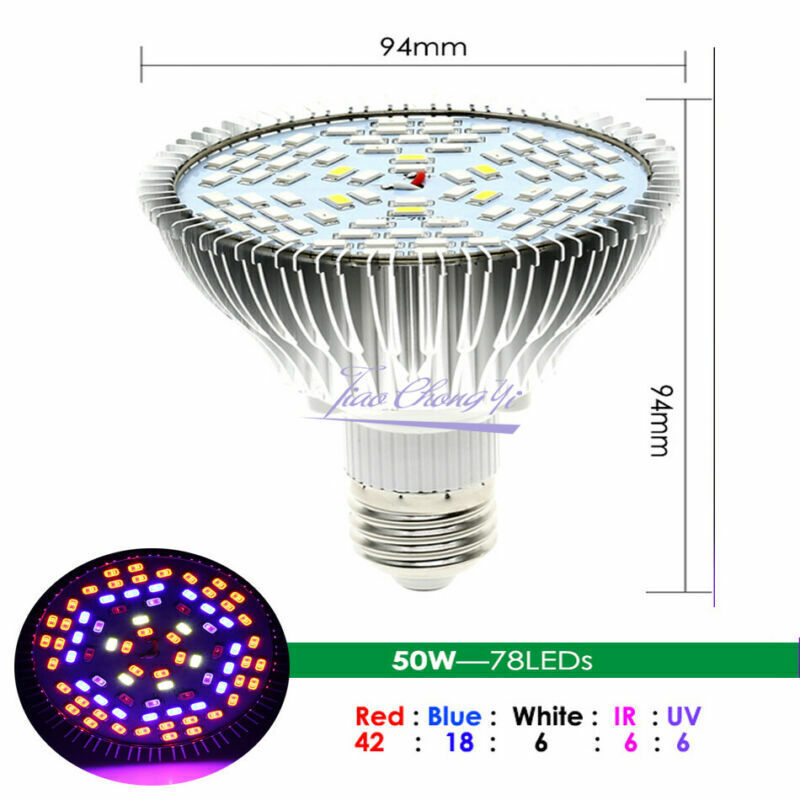 E27 Full spectrum LED Grow Light 6W 10W  50W 100W For Hydroponics Flowers Plants