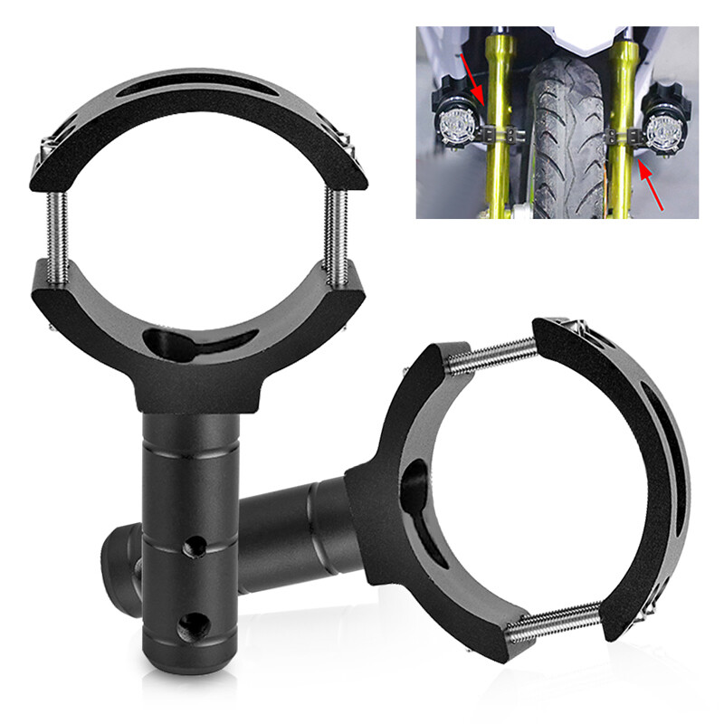 2-Pack Motorcycle Headlight Mount Brackets – 36-60mm Fork Clamps For Spot/Fog Lights, Aluminum, Black