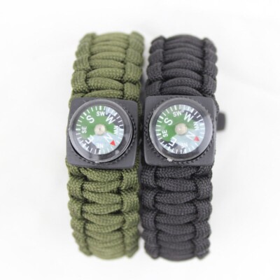 BELLISSIMA IDEA REGALO BRACCIALE SOPRAVVIVENZA CON BUSSOLA IDEALE PER CAMPEGGIO