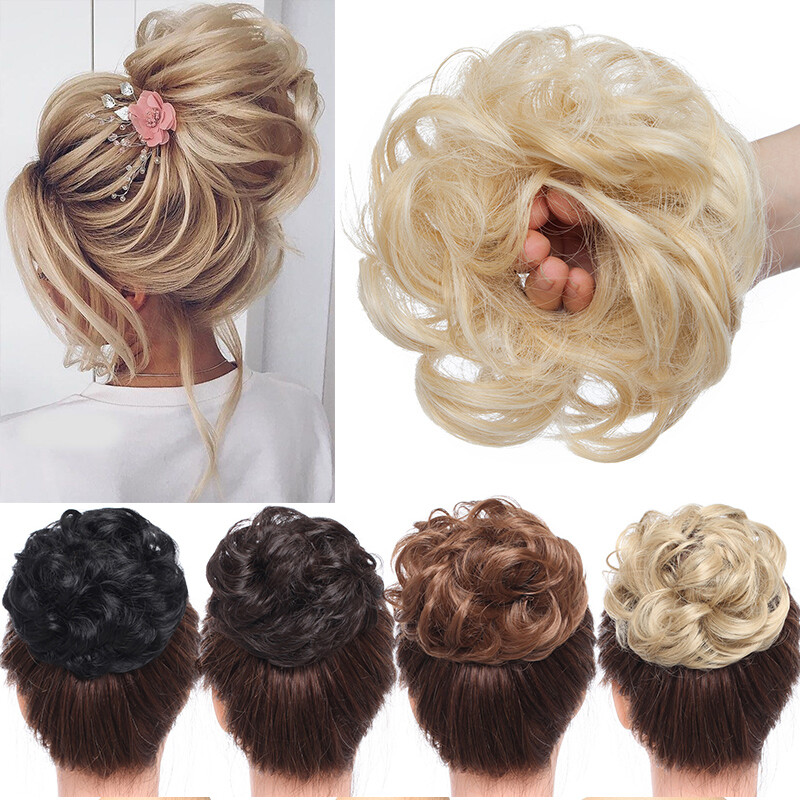 S-Noilite Haarteile Mit Gummiband – Dunkelbraun, Synthetischer Dutt, 4,5–9,5 Zoll Dehnbar, Für Updo & Chignon