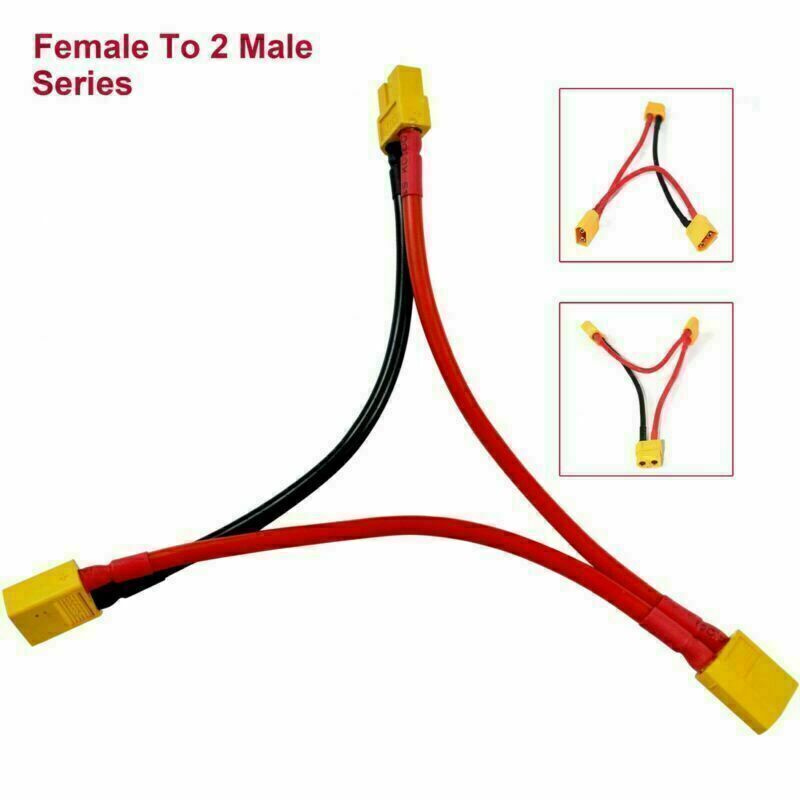 XT60 Series Female to 2 Male Adapter Serial Battery Plug Connector LiPo Y Cable