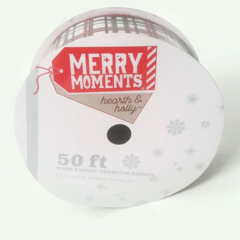 Christmas/Holiday Merry Moments Wire Edge Ribbon 2.5”X50ft Red/Green/White Plaid - Picture 7 of 9