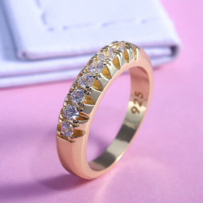 Fashion 18k Yellow Gold Plated Rings Cubic Zirconia Engagement Gifts Size 6-10