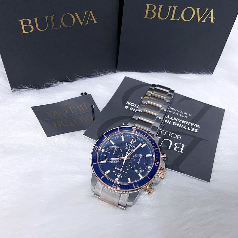 Pre-owned Bulova Series C Blue Dial Marine Star Men 98b301 Chronograph Watch (45mm)