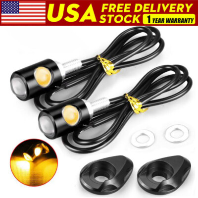 2 X Mini LED Motorcycle Turn Signal Light Amber Blinker Indicator Lamp Universal