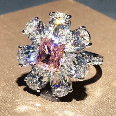 Pretty Women 925 Silver Plated Cubic Zircon Ring Jewelry Wedding Gift Sz 6-10