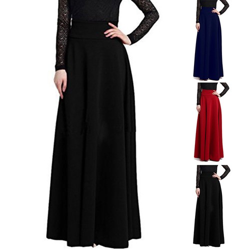 Women S High Waist Maxi Skirts Gypsy Stretch Full Length Solid