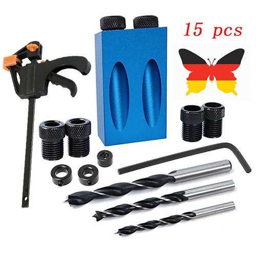 Taschenloch Bohrvorrichtung 6/8/10mm Schrägloch 15° Bohrschablone Bohrhilfe DE