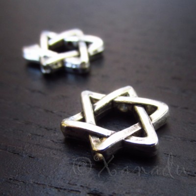 Star Of David 10mm Antiqued Silver Plated Spacer Beads B1268 - 10, 20 Or 50PCs