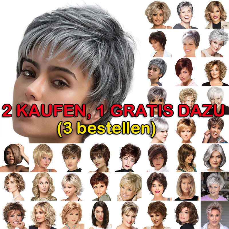 Damen Lange / Kurz Haare Perücke wie Echthaar Gelockt Glatte Perücken Volle Haar