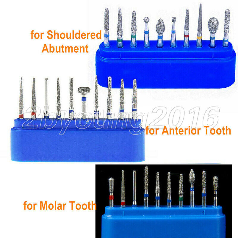 Az 10pc Dental Fg Diamond Burs Set Crown&bridge Preparation Anterior Molar Tooth