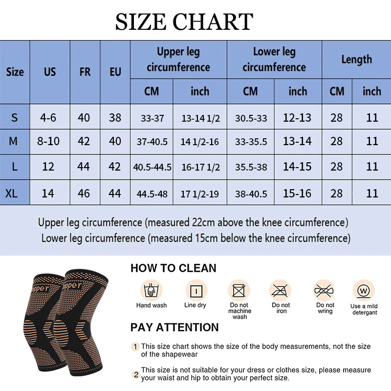 Copper Infused Knee Support Brace Patella Arthritis Joint Compression Sleeve US