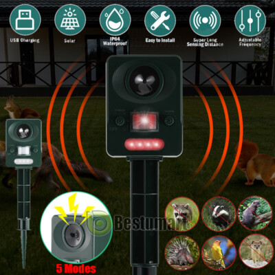 Ultrasonic Animal Control Pest Electronic Repeller Yard Gard Repellent Bird Home