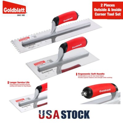 Goldblatt 2-Piece Notch Trowel Set1/8''X1/8'' Square 1/4''X1/4'' Square Tool Set NEW