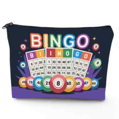 Funny Bingo Themed Travel Makeup Organiser Holiday Bag Pouch Gift Bingo Lover