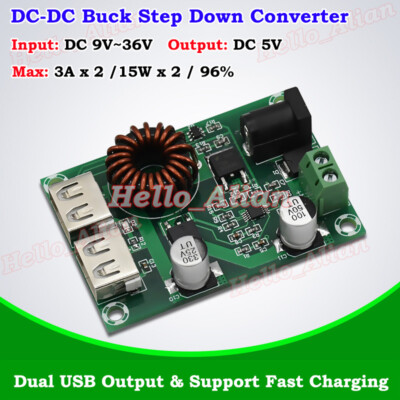 Blackr 12V To 9V DC Step Down Power Converter, 6A 54W