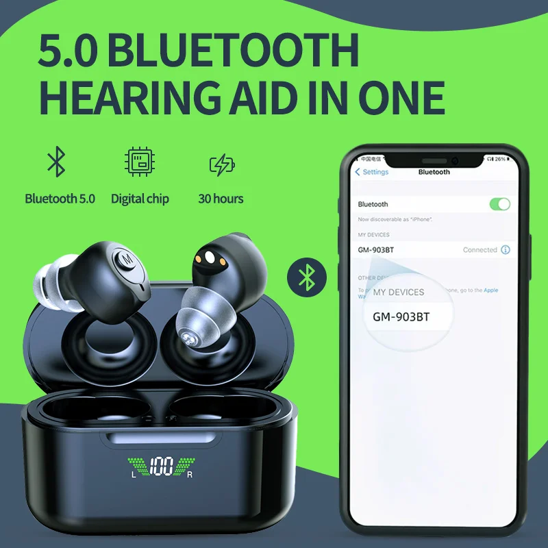 Digital Bluetooth Hearing AIDS Seniors Invisible Rechargeable Sound Amplifier Wi