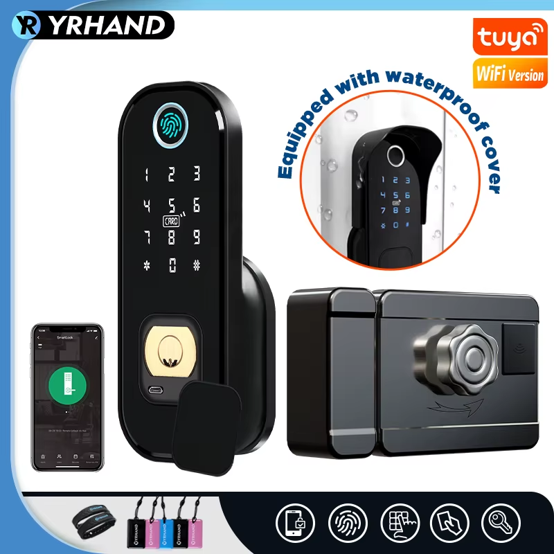 Tuya Smart lock Waterproof Wifi Fingerprint Rim Lock Smart Card Digital Code Ele
