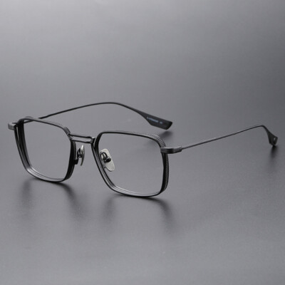 Man Handmade Pure Titanium Retro Square Eyeglasses Frame Ultra Light Spectacle