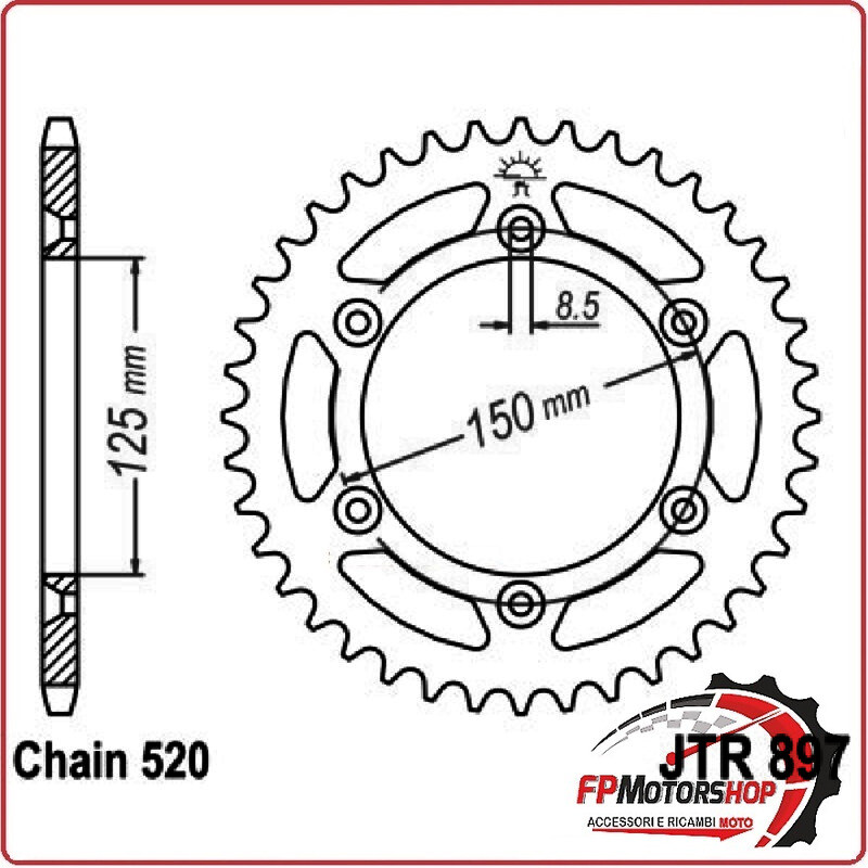 CORONA TRASMISSIONE PER MOTO JT 897 Z45 SC JTR897.45SC 45 DENTI KTM EXC ENDURO