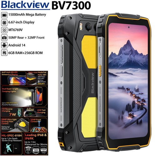Blackview BV7300 4G LTE Rugged Phone Android 14 Mobile