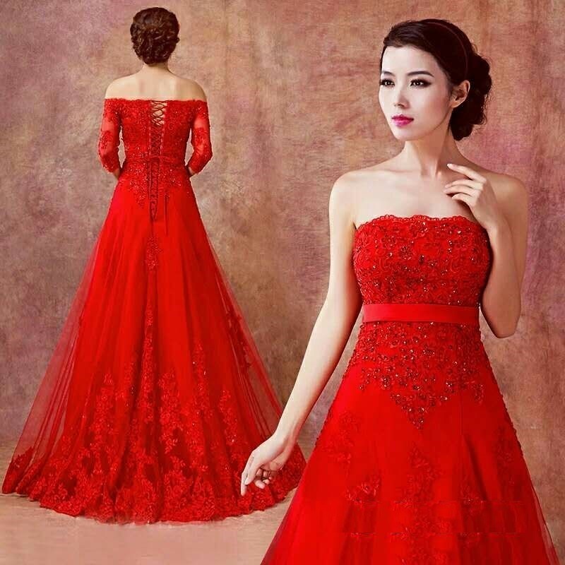 Red Chinese Style Wedding  Formal Prom Dress  For Sale 