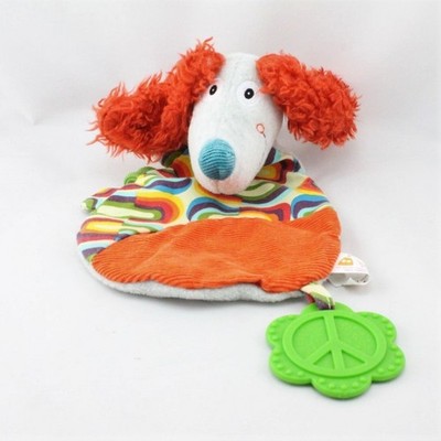 Doudou plat chien orange gris bleu multicolore Antoine EBULOBO - 20928