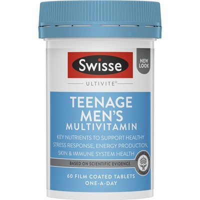 Swisse Teenage Men's Ultivite 60 Tablets - Daily Essential Nutrients For Health