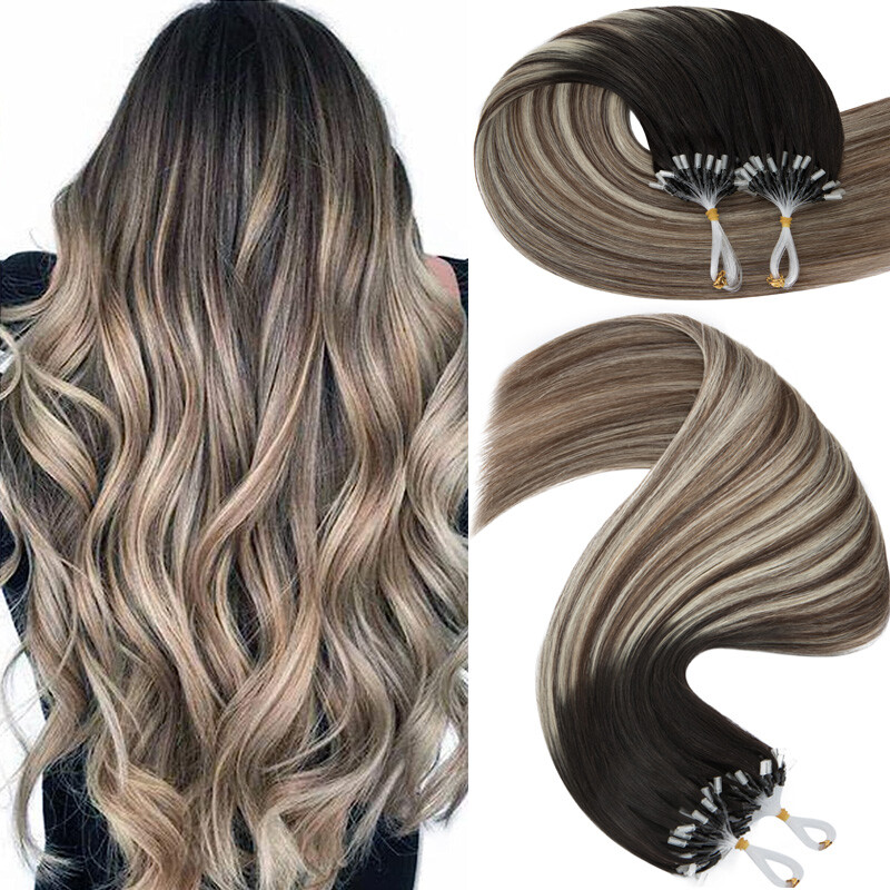 150g Thick Micro Loop Ring Human Hair Extensions Micro Link Nano Bead Tip 0.5/1g