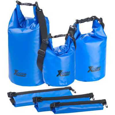 Xcase 3er-Set Wasserdichte Packsäcke aus LKW-Plane, 51020 Liter, blau