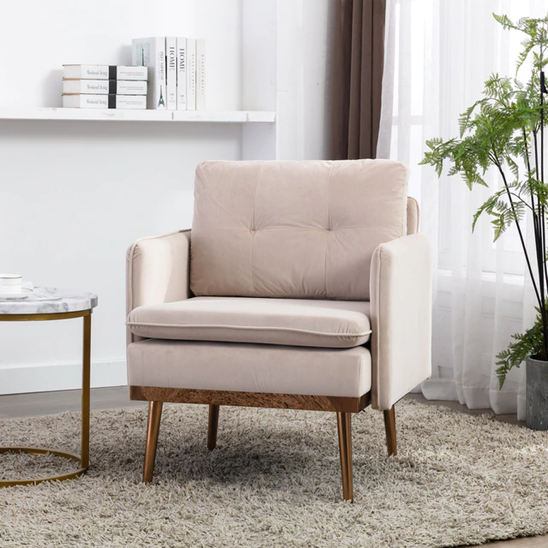 Accent Chair Metal Leg Beige/pink/green/black