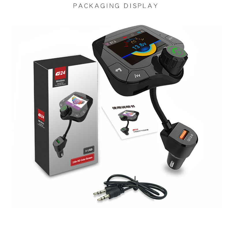 12-24V Car Hands-free FM Transmitter Bluetooth MP3 Player HD 2''Screen