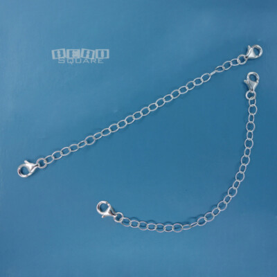 2 Sterling Silver Lobster Claw Clasps Safety Chain, Connector, Extender 4 inches