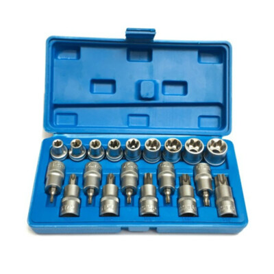 Genuine 19PCS Torx Splined Bit Socket Set Repair Tool Kit Removal w/Storage Box