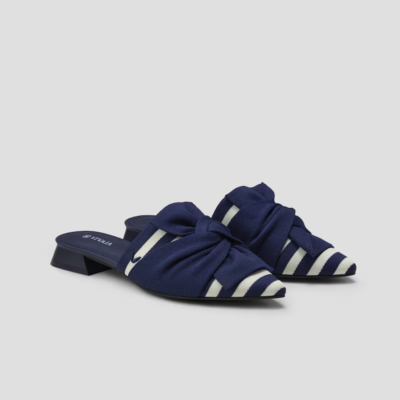 Vivaia Pointed Toe Knot Sandals Yaffa Navy Stripe size uk 6
