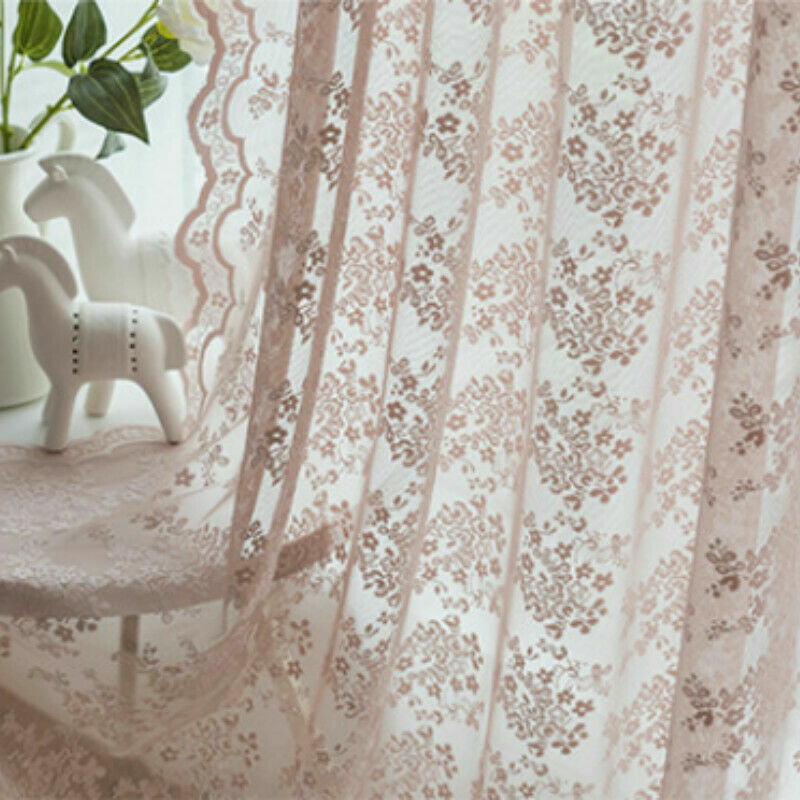 Lace Tulle Floral Embroidered Curtain Sheer Crochet Net Drape Fabric Panel Home