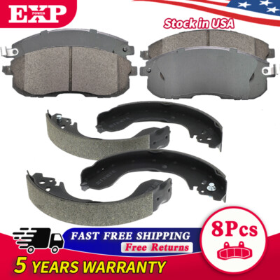 Front Rear Ceramic Brake Pads And Drum Shoes Kit For Nissan Sentra Versa Cube