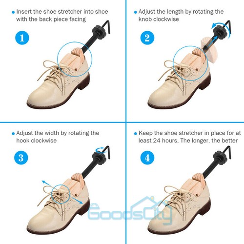 2-Way Wooden Adjustable Shoe Stretcher Expander Men Women Boot Size US 5-13