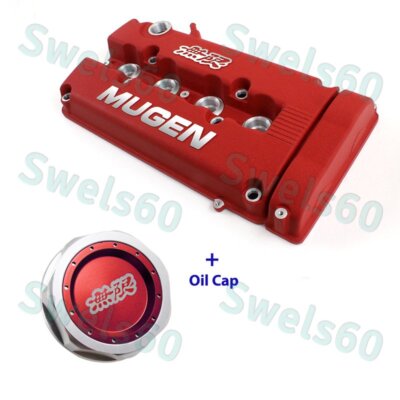 Red MUGEN Racing Rocker Valve Cover w/ Oil Cap for Honda Civic B16 B17 B18 VTEC