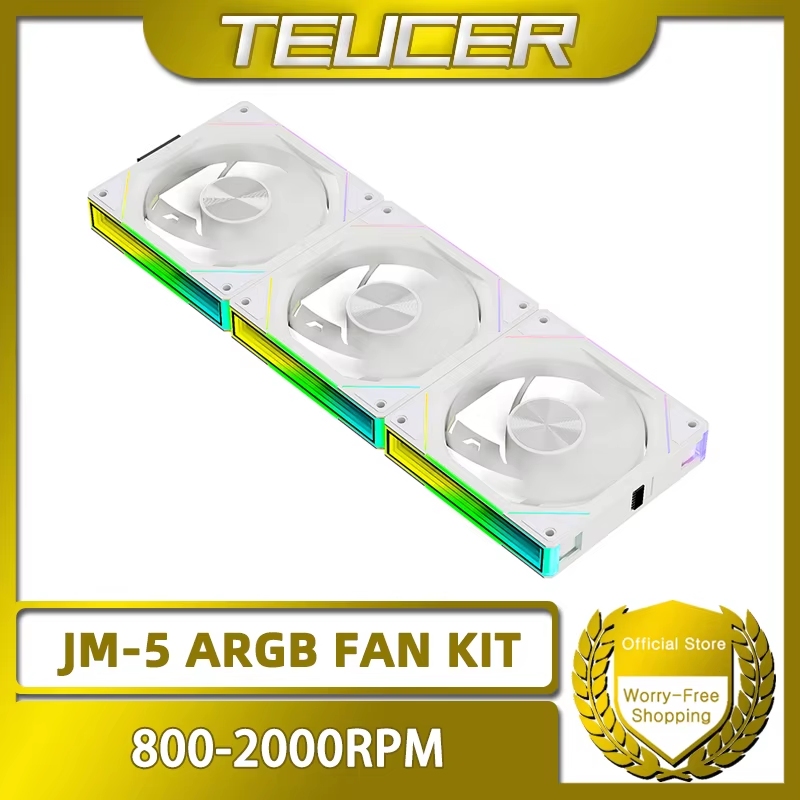 JM-5 3-in-1 ARGB PC Fan 800-2000RPM Case Fan Compatible with 240 360 Water Cooli