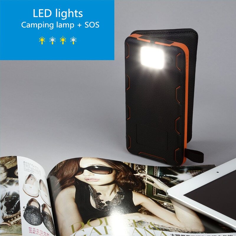 46800mAh Portable 6 Solar Panel Folding Power Bank Outdoor Camping Phone Charger